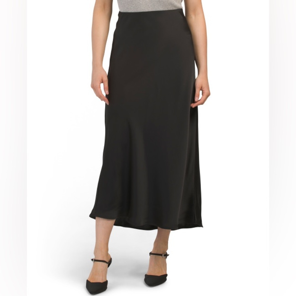 RACHEL ZOE Black Satin Slip Skirt